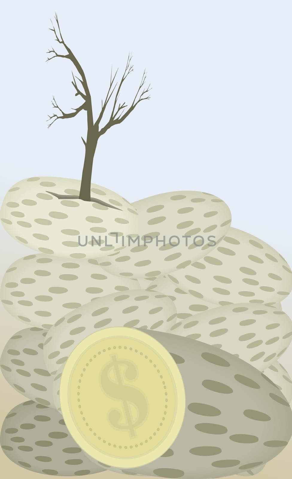 Coin below a tree