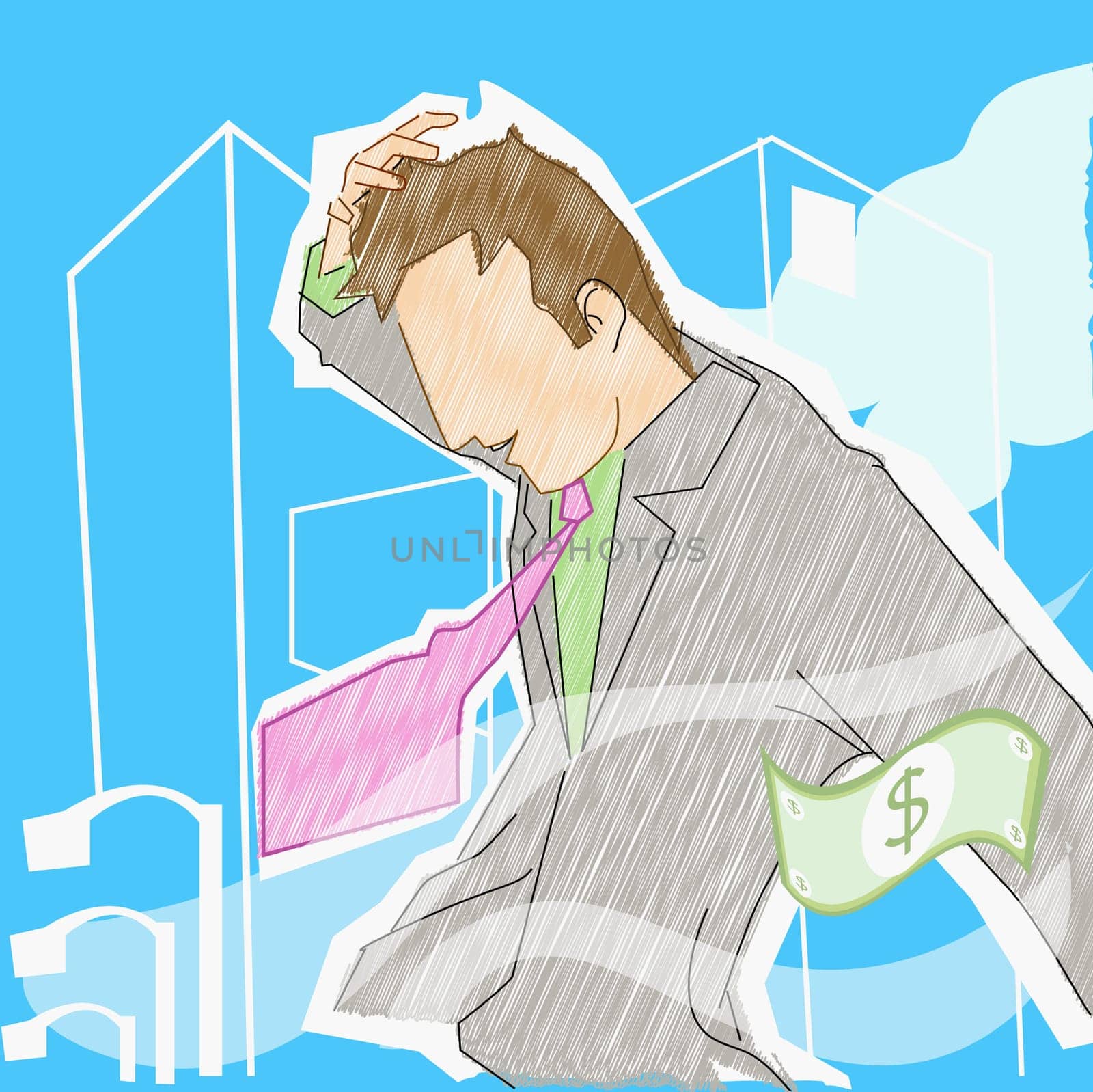 Businessman thinking about business growth