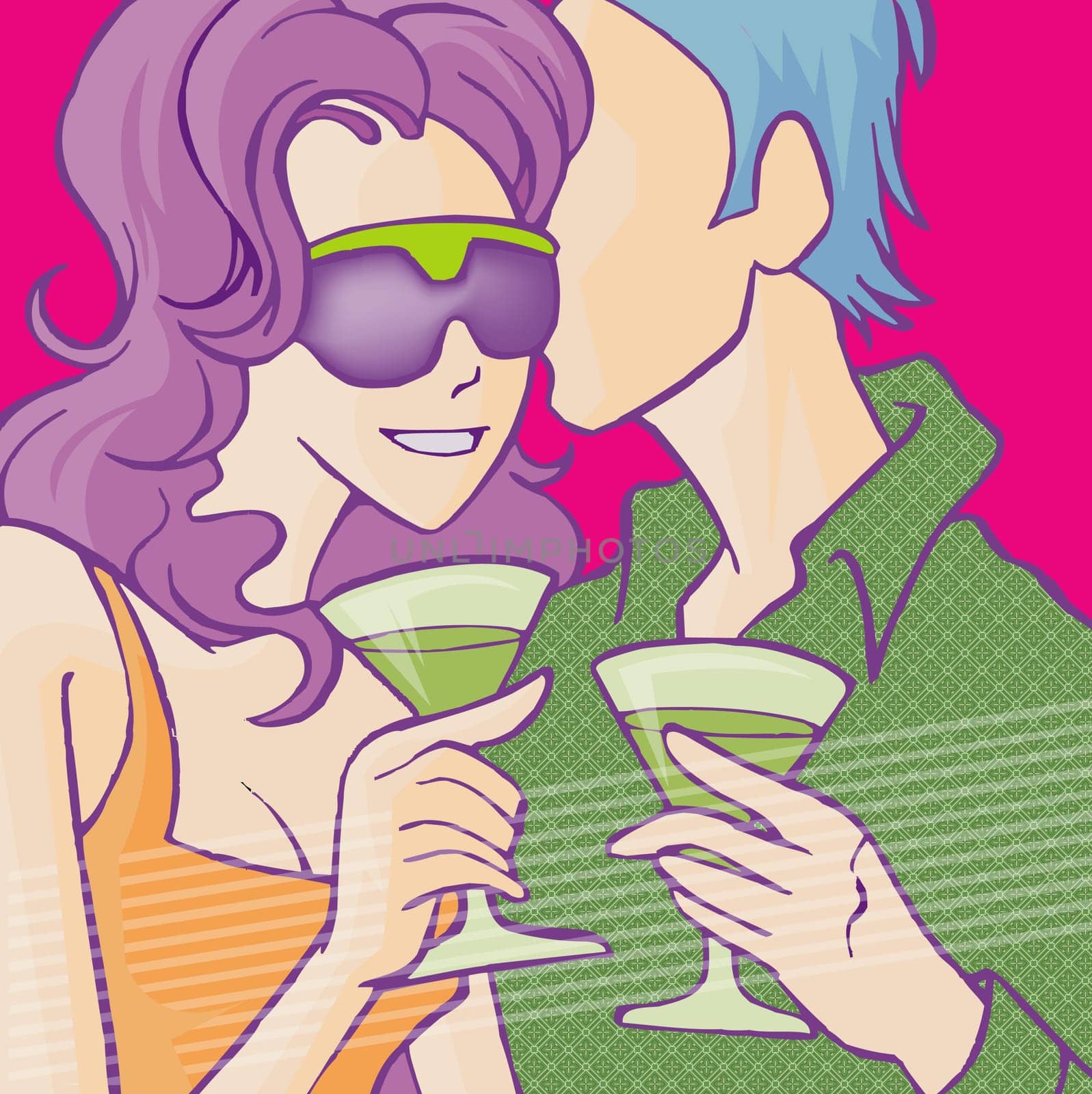 Couple holding wine glasses