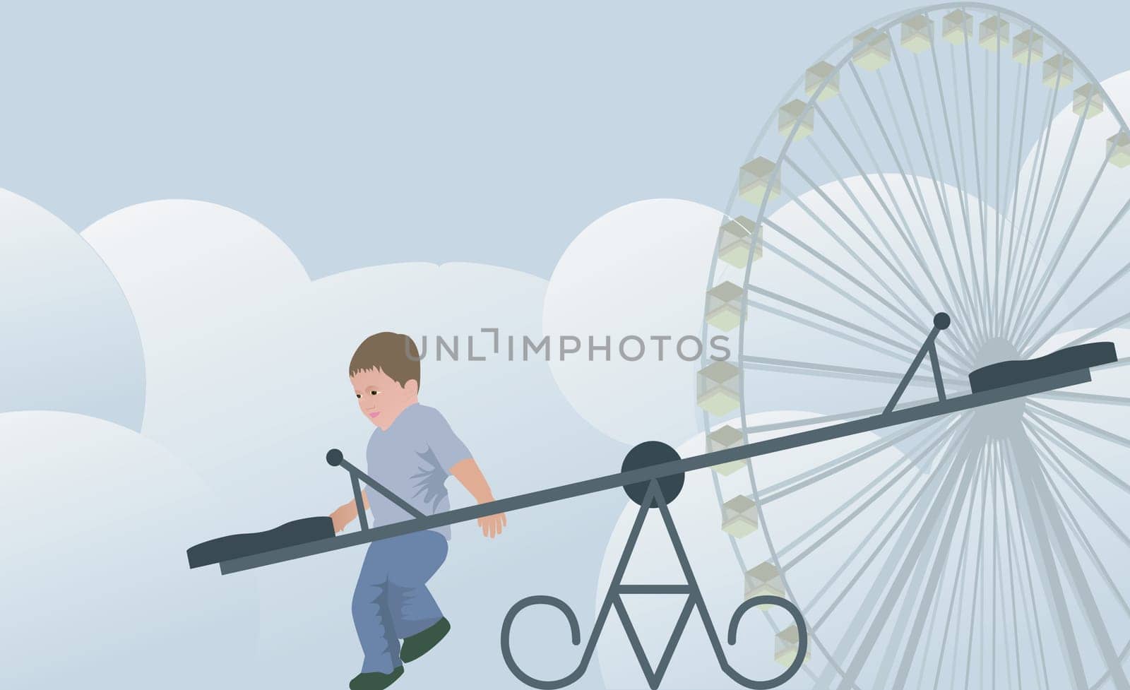 Boy walking in an amusement park