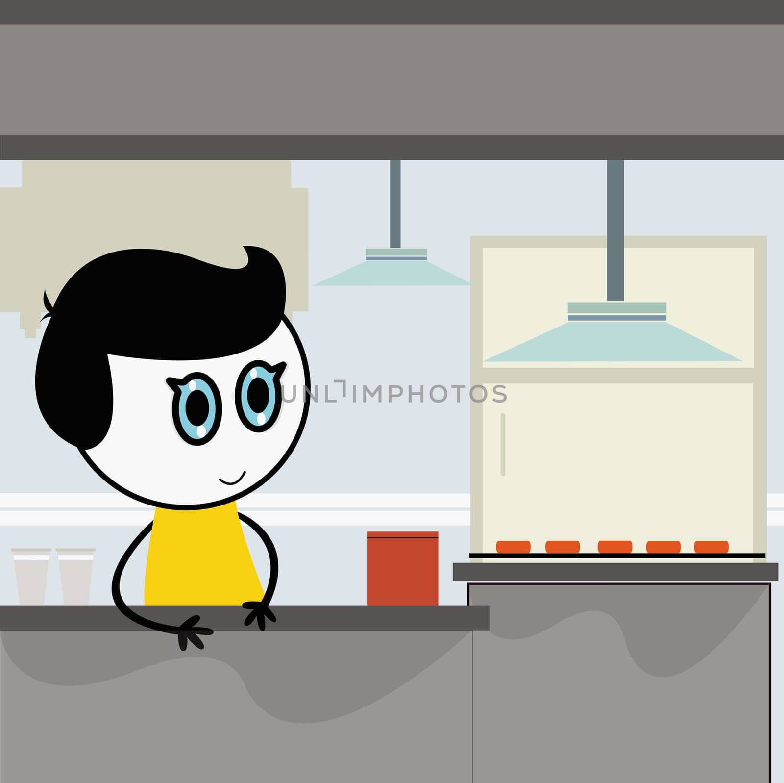 Boy at a kitchen counter