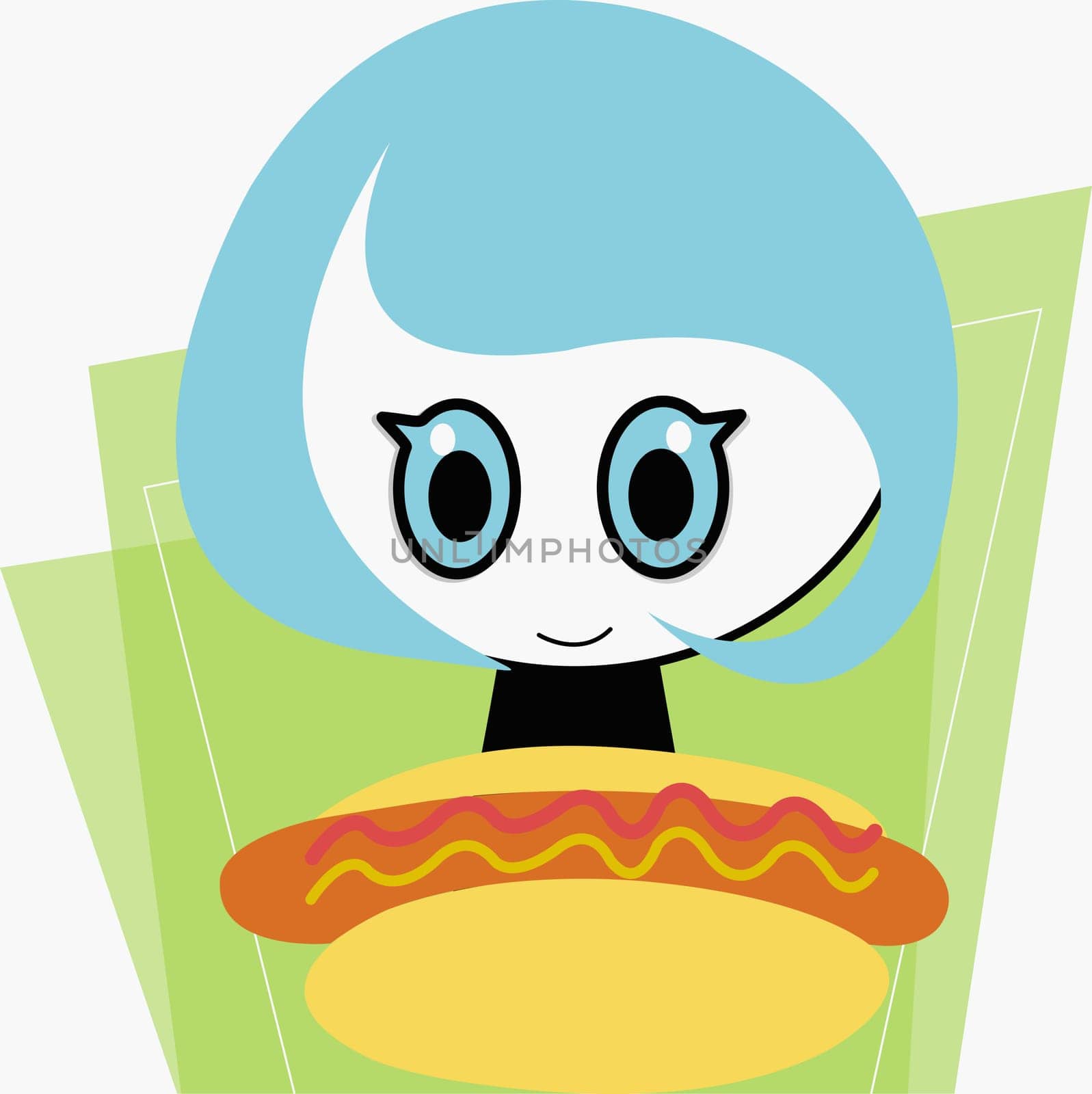 Girl looking at a hot dog