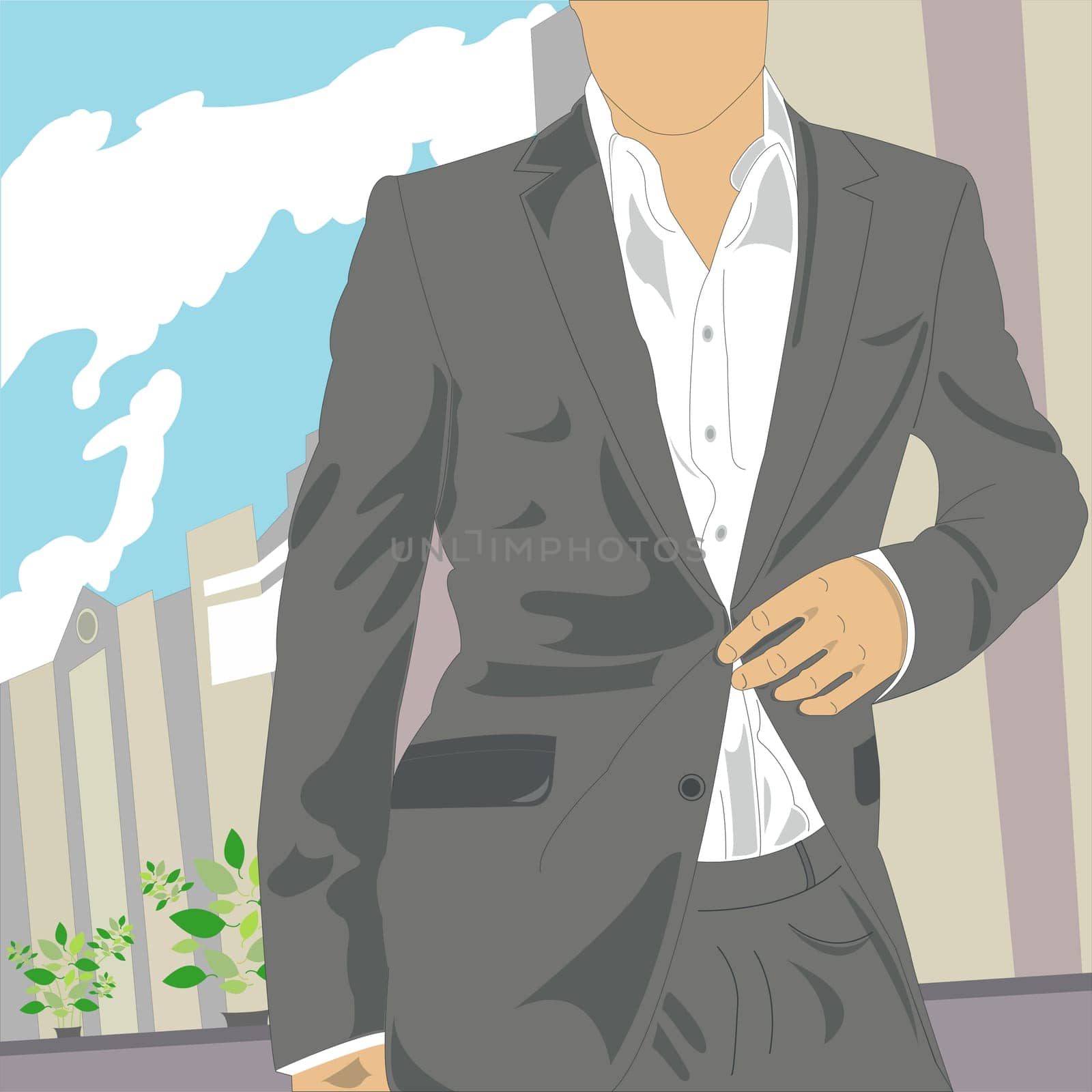 Businessman unbuttoning his coat