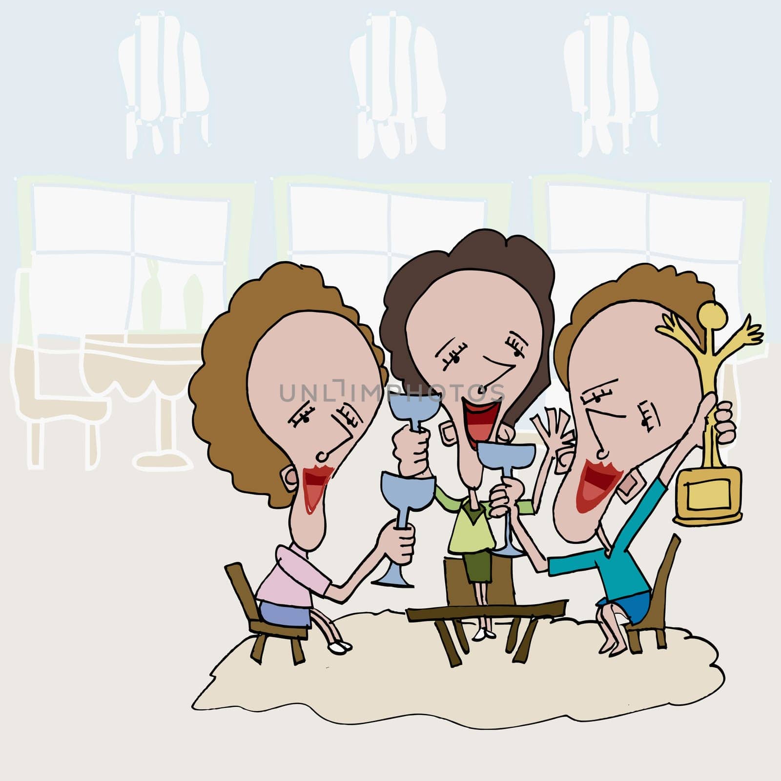 Three businesswomen holding wine glasses