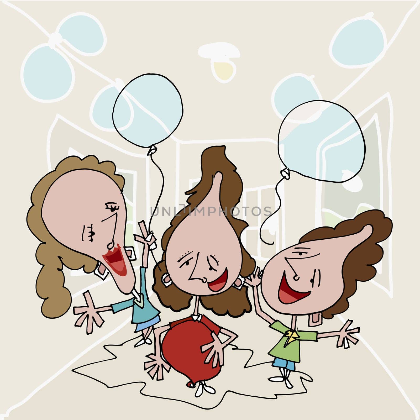 Two women cheering a pregnant woman