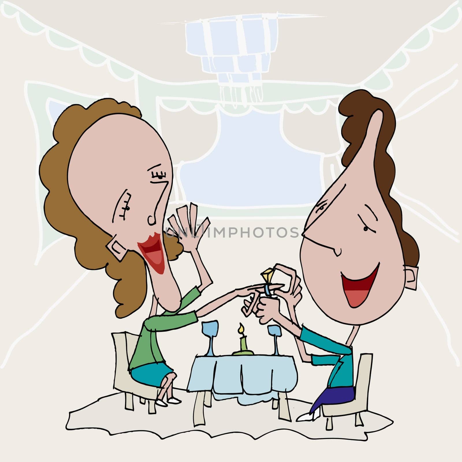 Man putting a ring on a woman's finger
