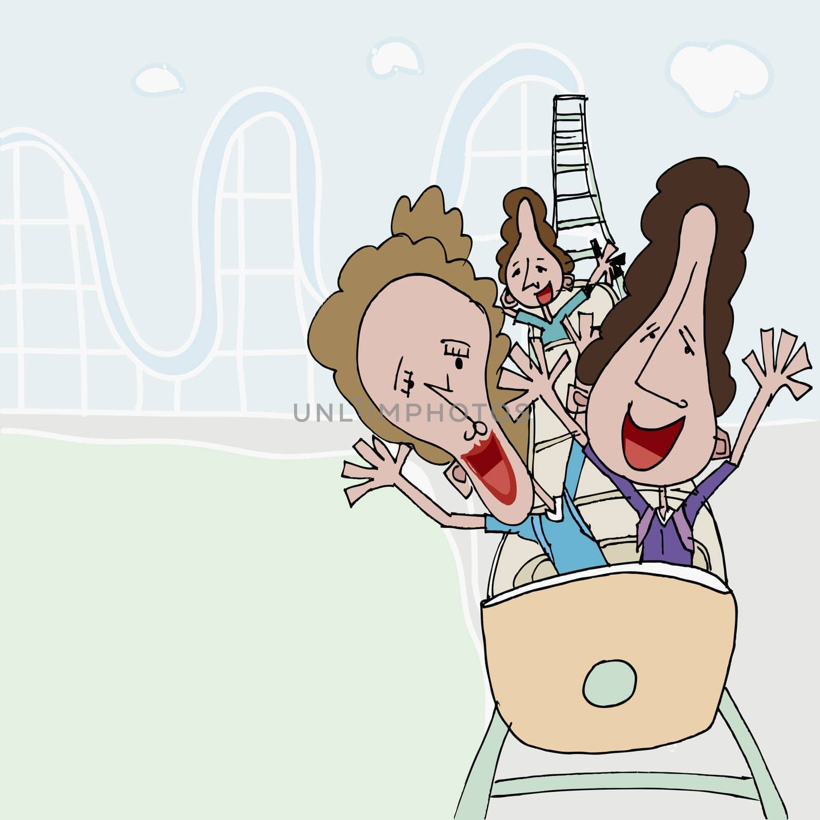 Parents and their son on a rollercoaster
