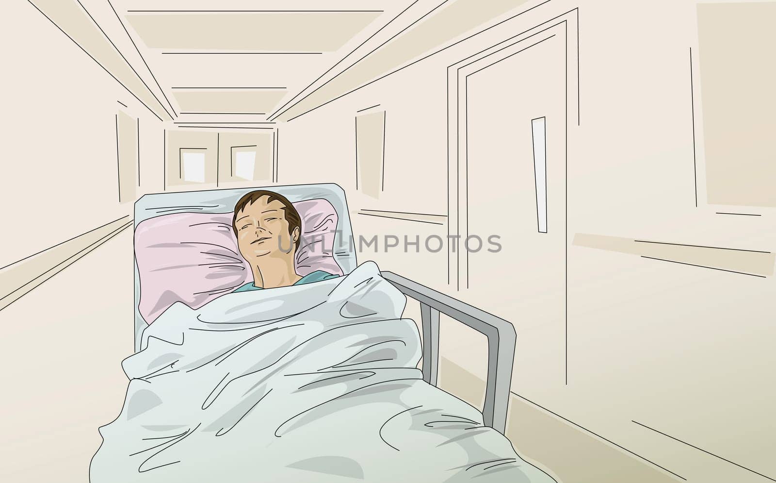 Male patient in a hospital bed