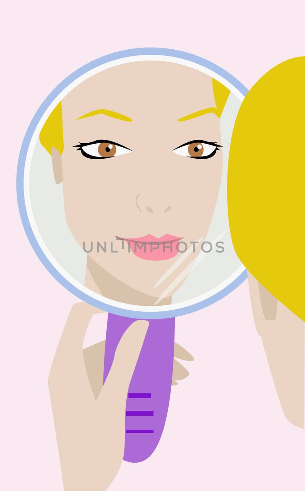 Reflection of a young woman in a mirror