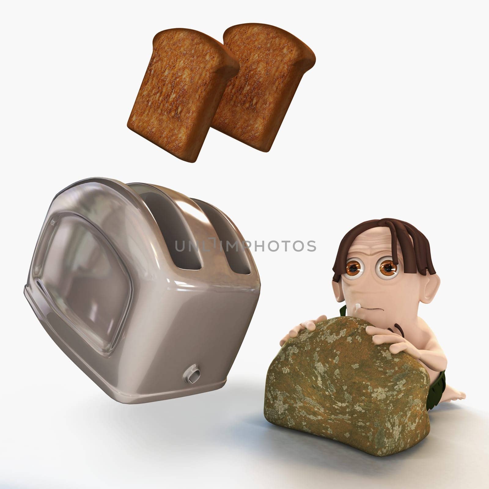 Man hiding behind loaf of bread