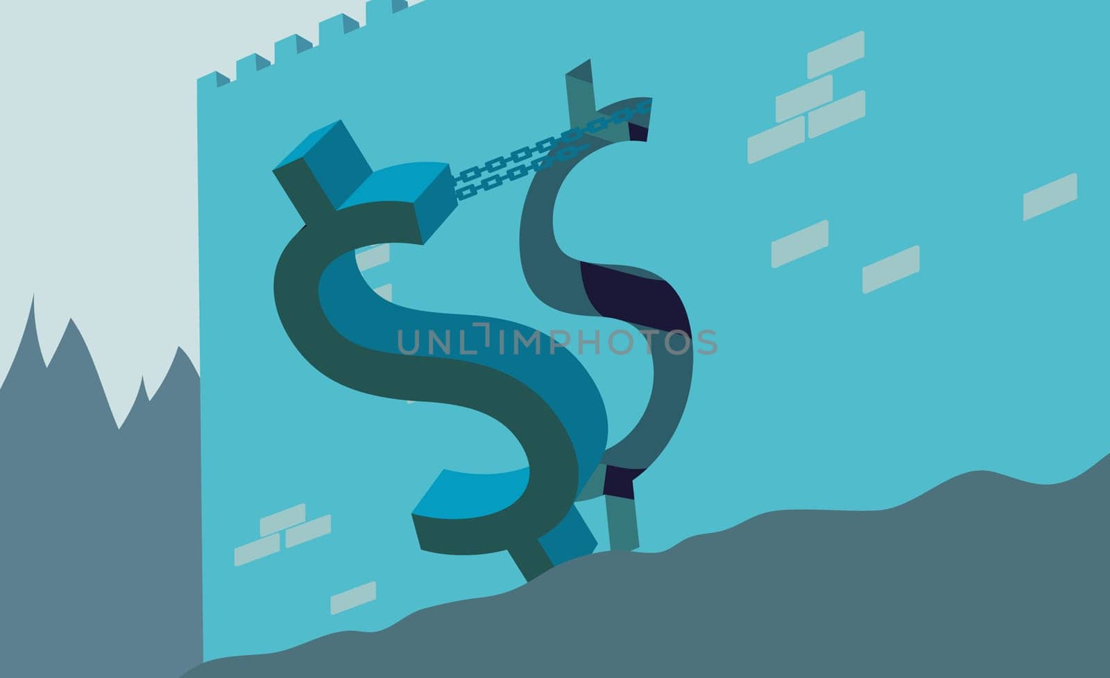 Close-up of a draw bridge in the shape of a dollar sign