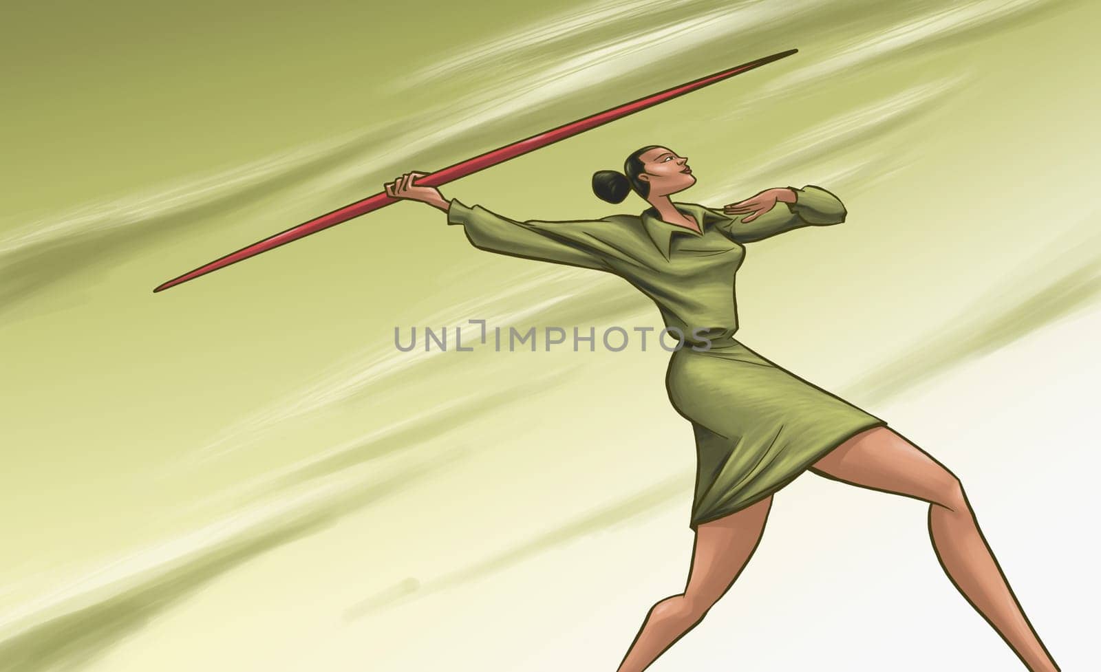 Businesswoman throwing a javelin