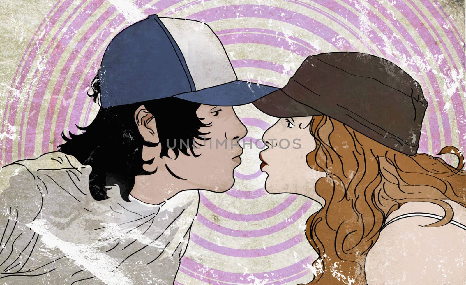 Man and a woman kissing