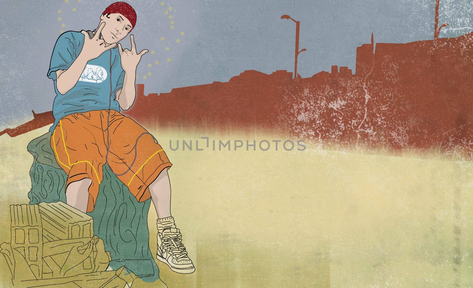Man sitting on a tree stump