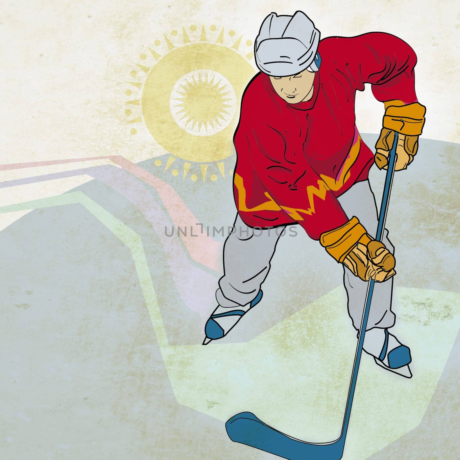 Man playing ice hockey