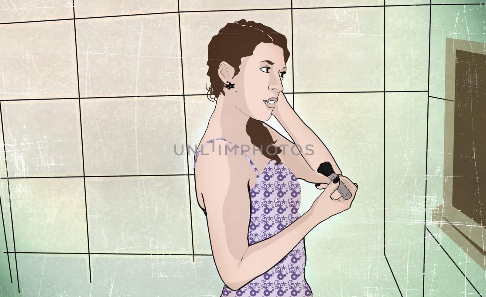 Woman holding a make-up brush