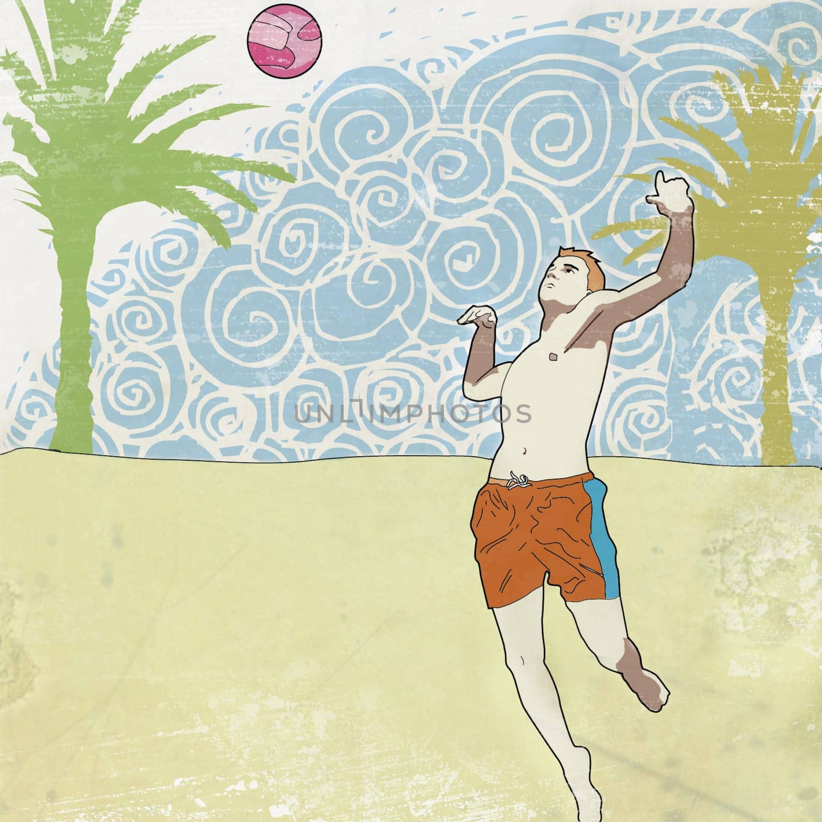 Man playing beach volleyball