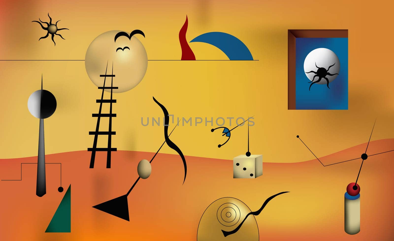 Group of objects on an abstract pattern