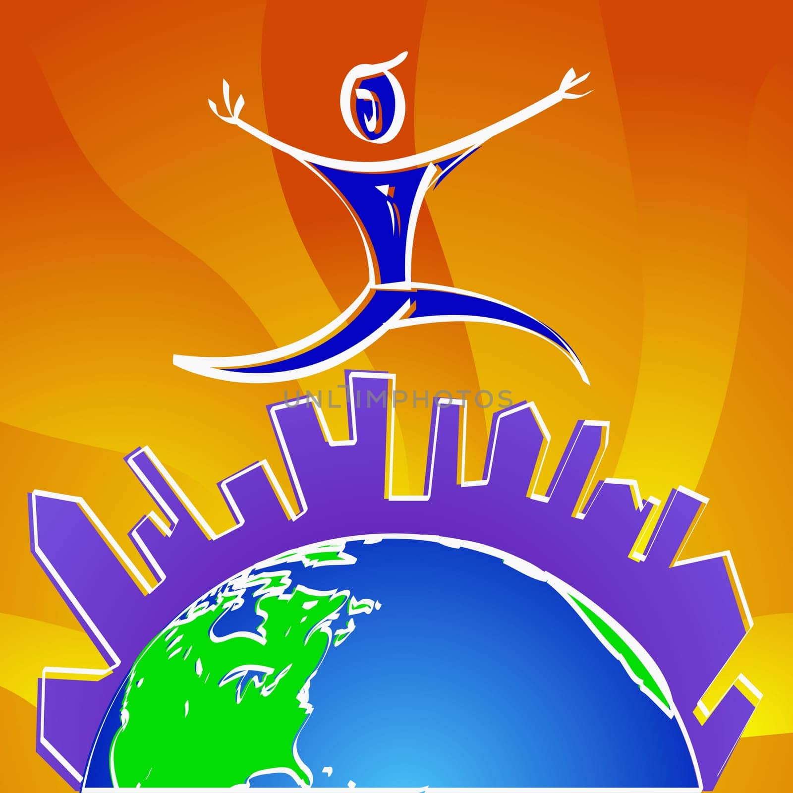 Man jumping over a globe