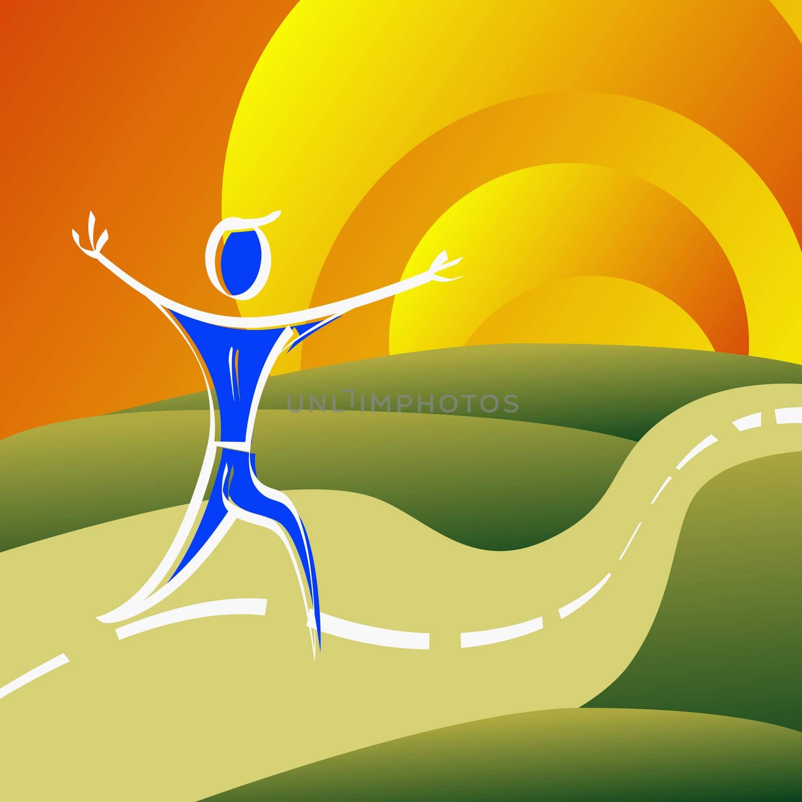 Man walking on the road
