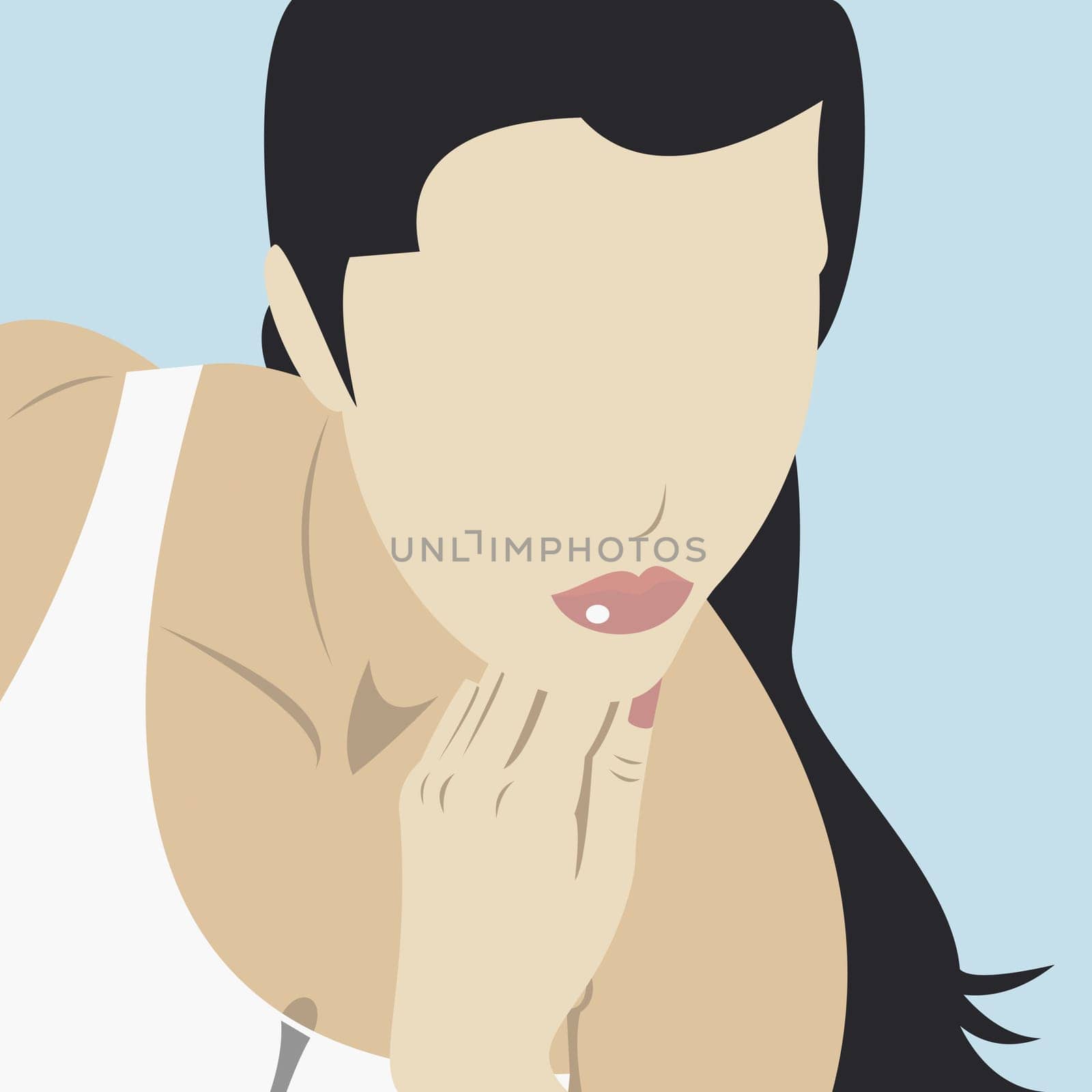Young woman with her hand under her chin