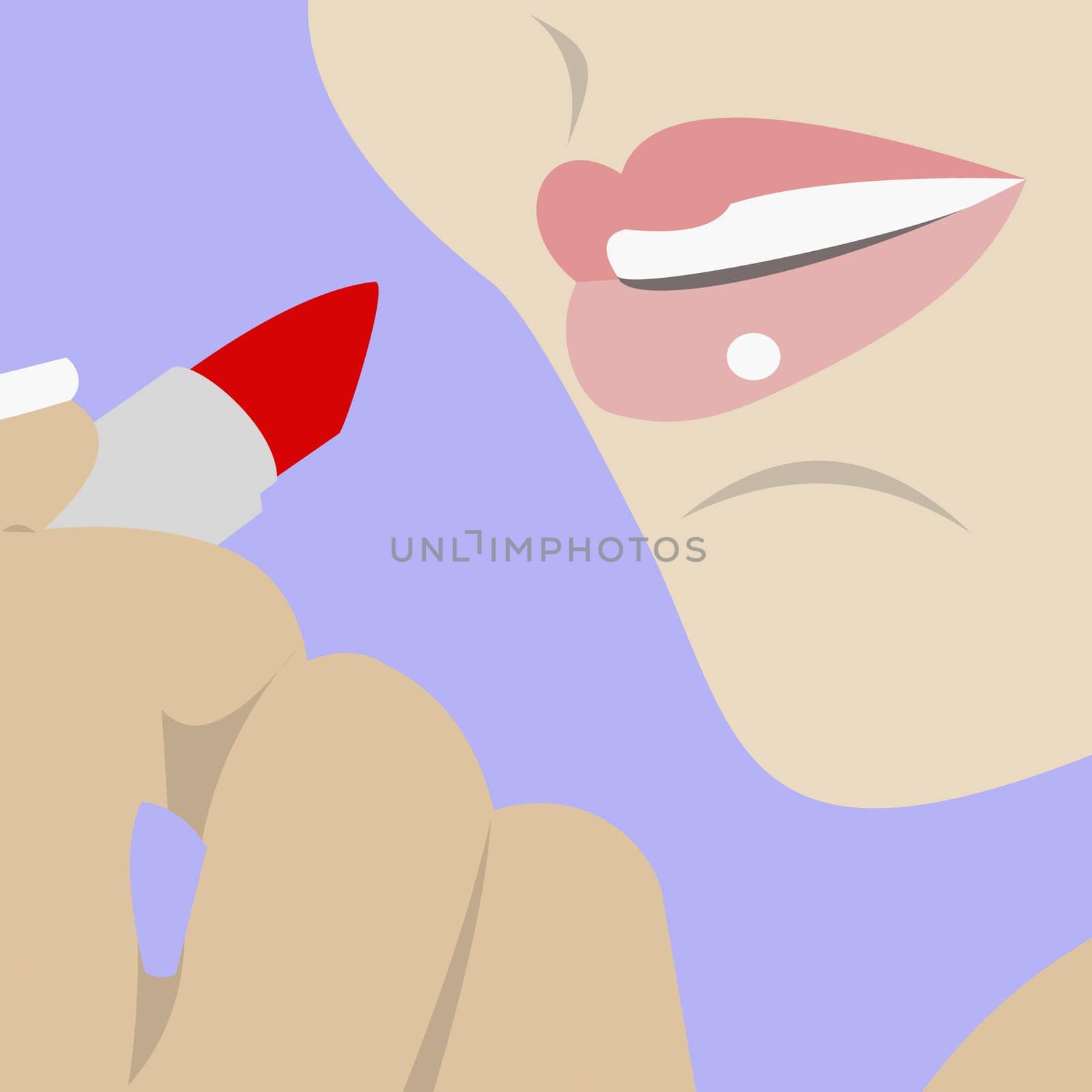 Woman applying lipstick