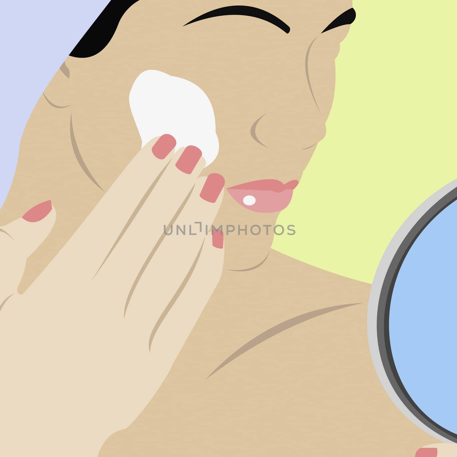 Young woman applying moisturizer on her face