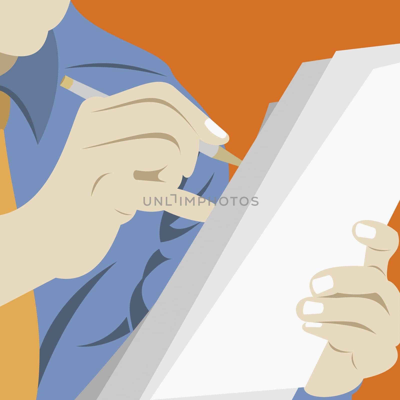 Businessman writing on documents
