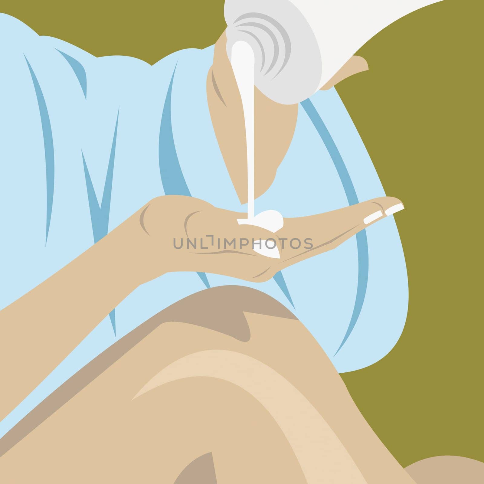 Woman pouring moisturizer on her hand