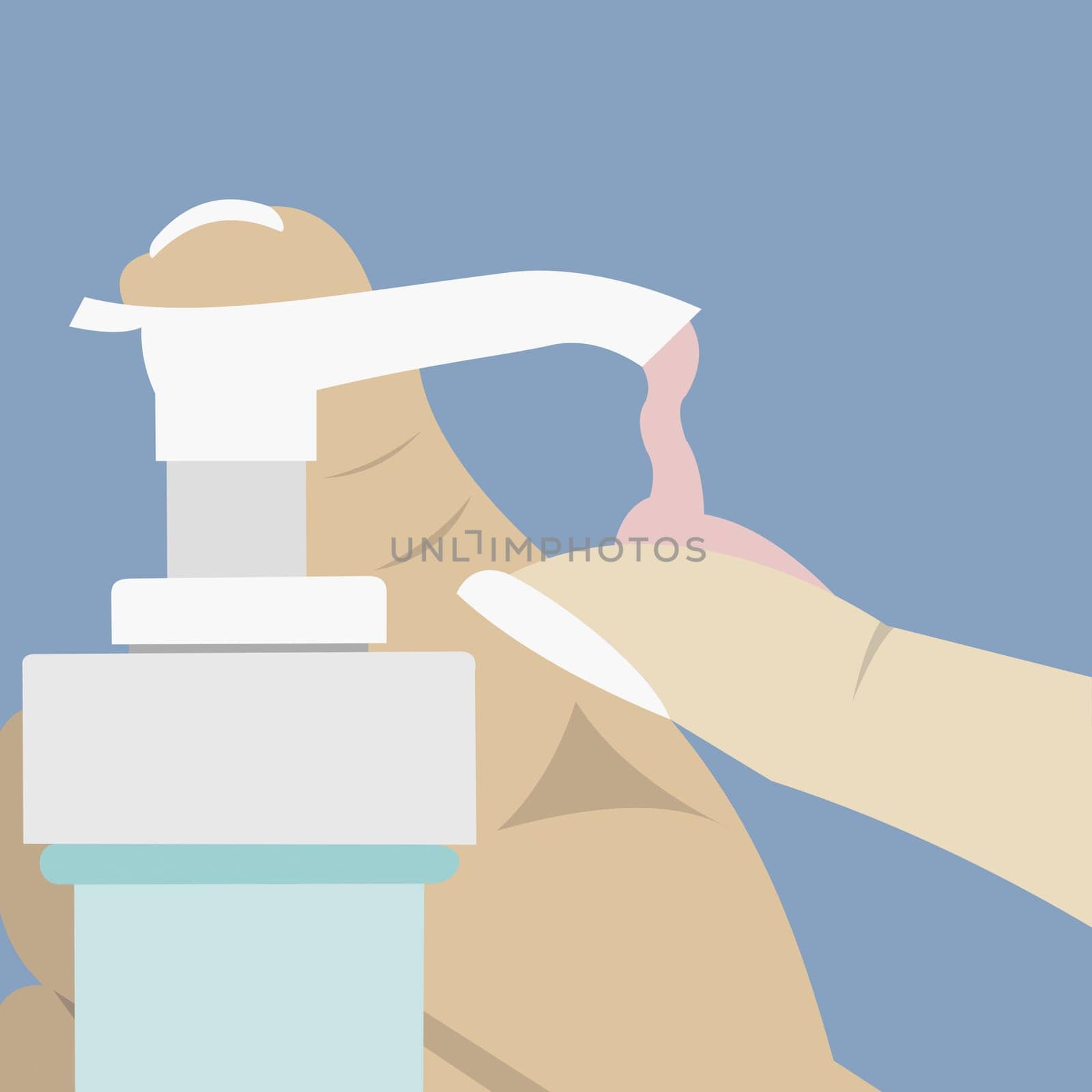 Person's hand using a soap dispenser