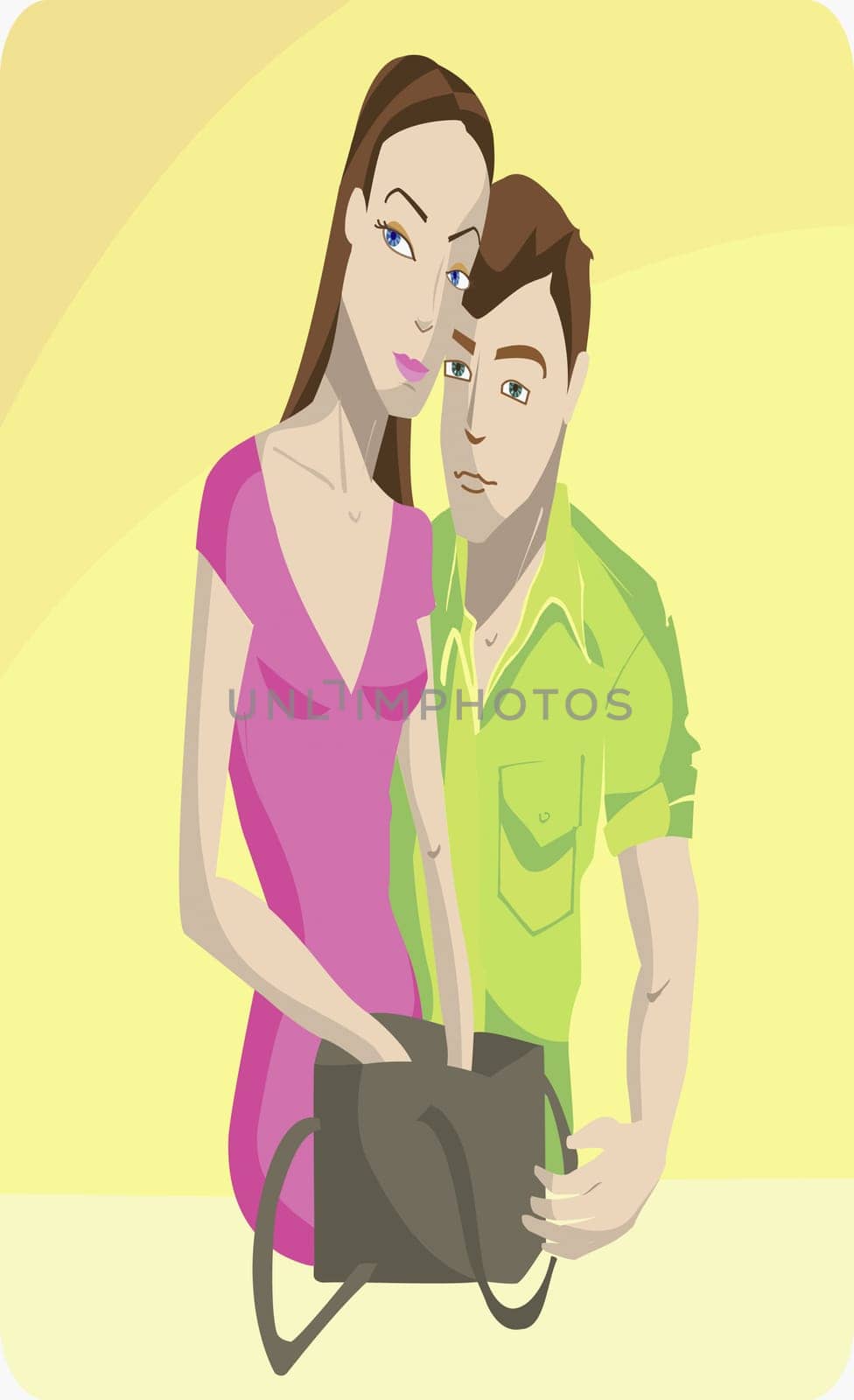 Young couple holding a bag
