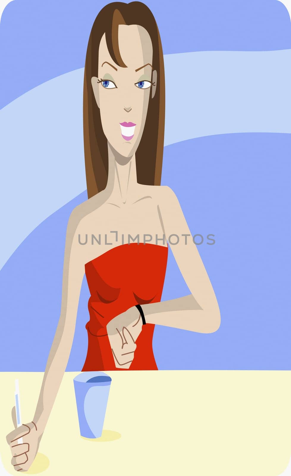 Young woman checking the time