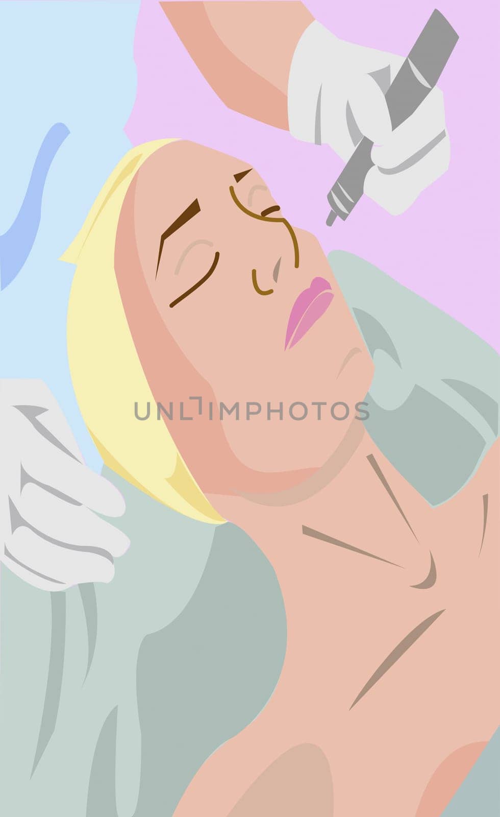 Young woman getting laser treatment on her face