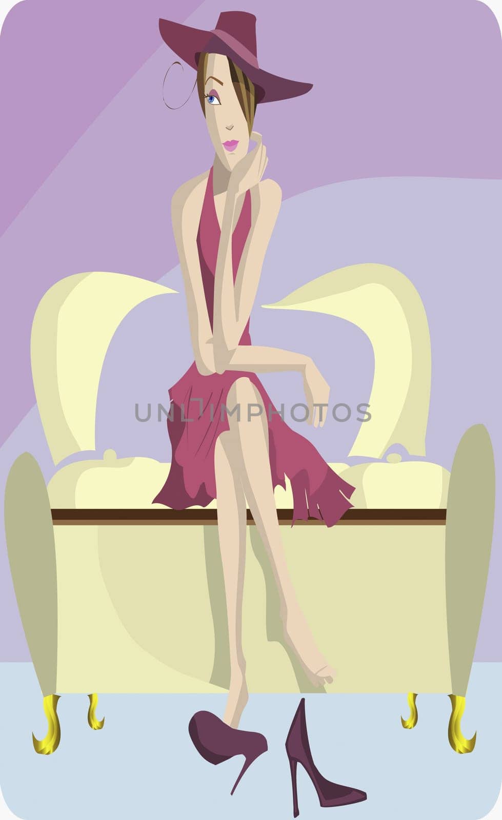 Woman sitting in an armchair with her legs crossed