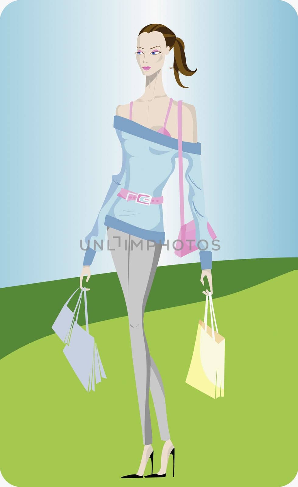 Young woman carrying shopping bags