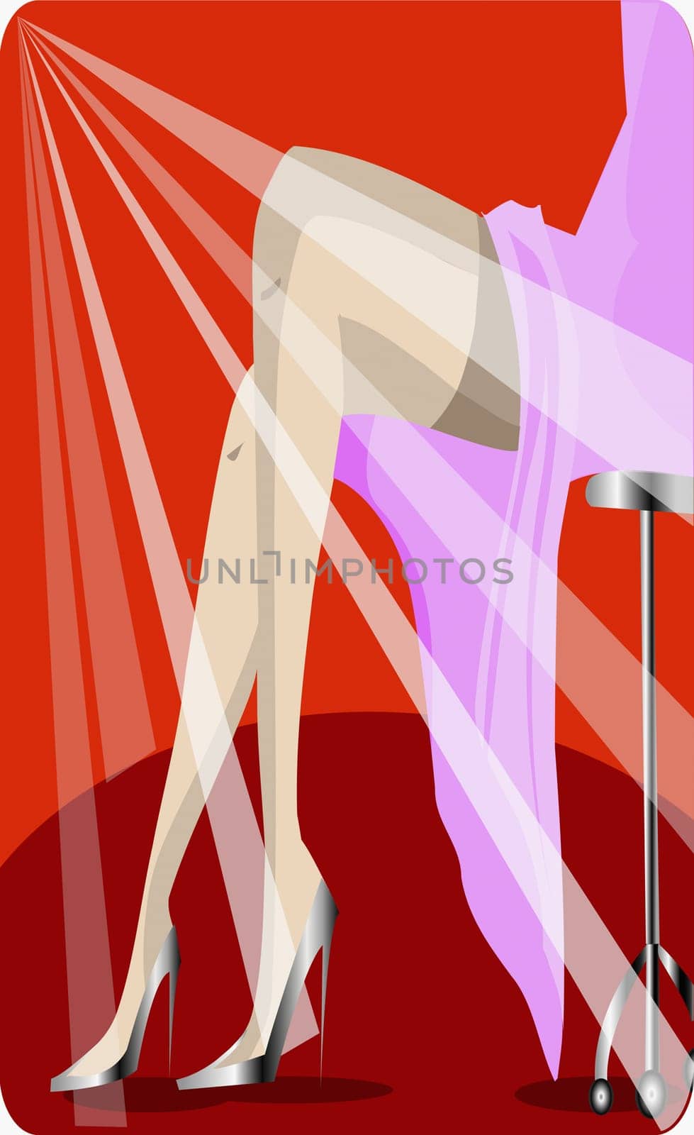 Light streaks falling on a woman's legs