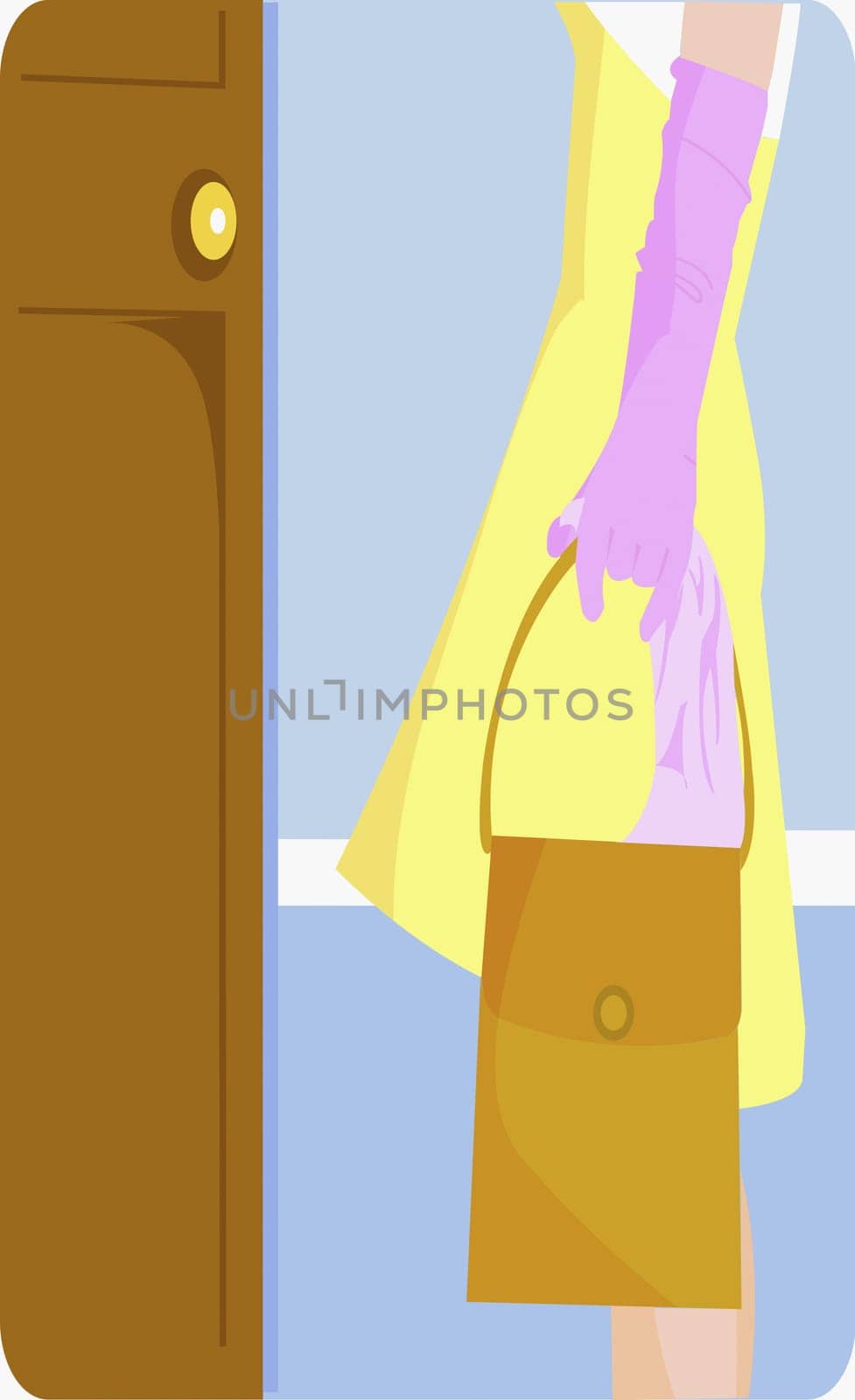 Woman standing in front of a door