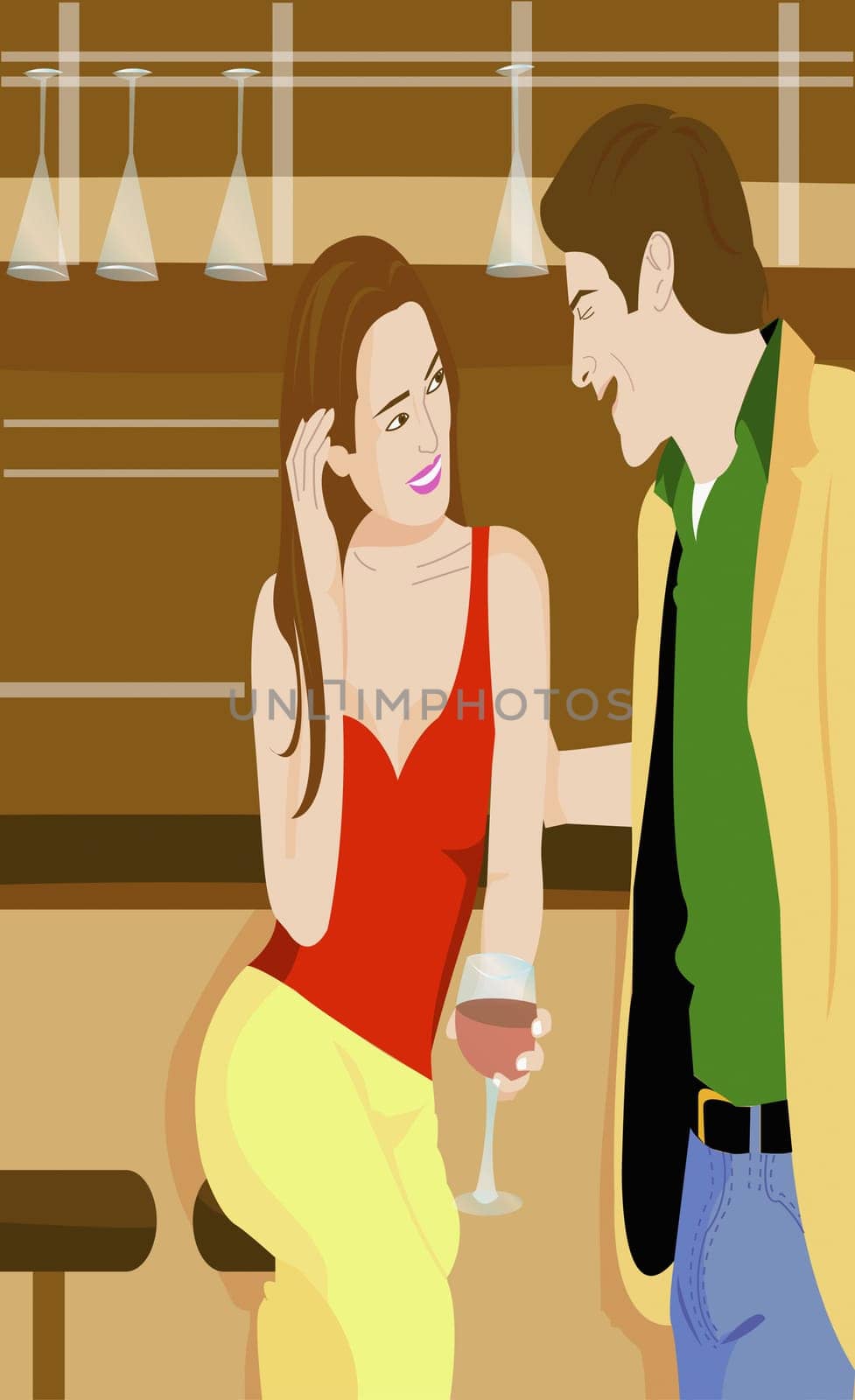 Young couple talking in a bar