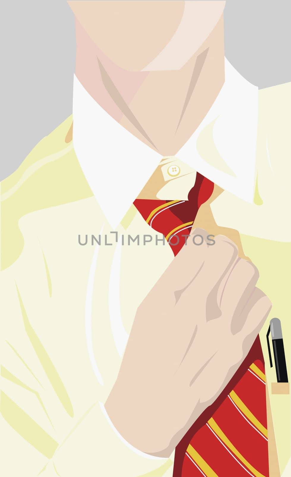 Businessman adjusting his tie