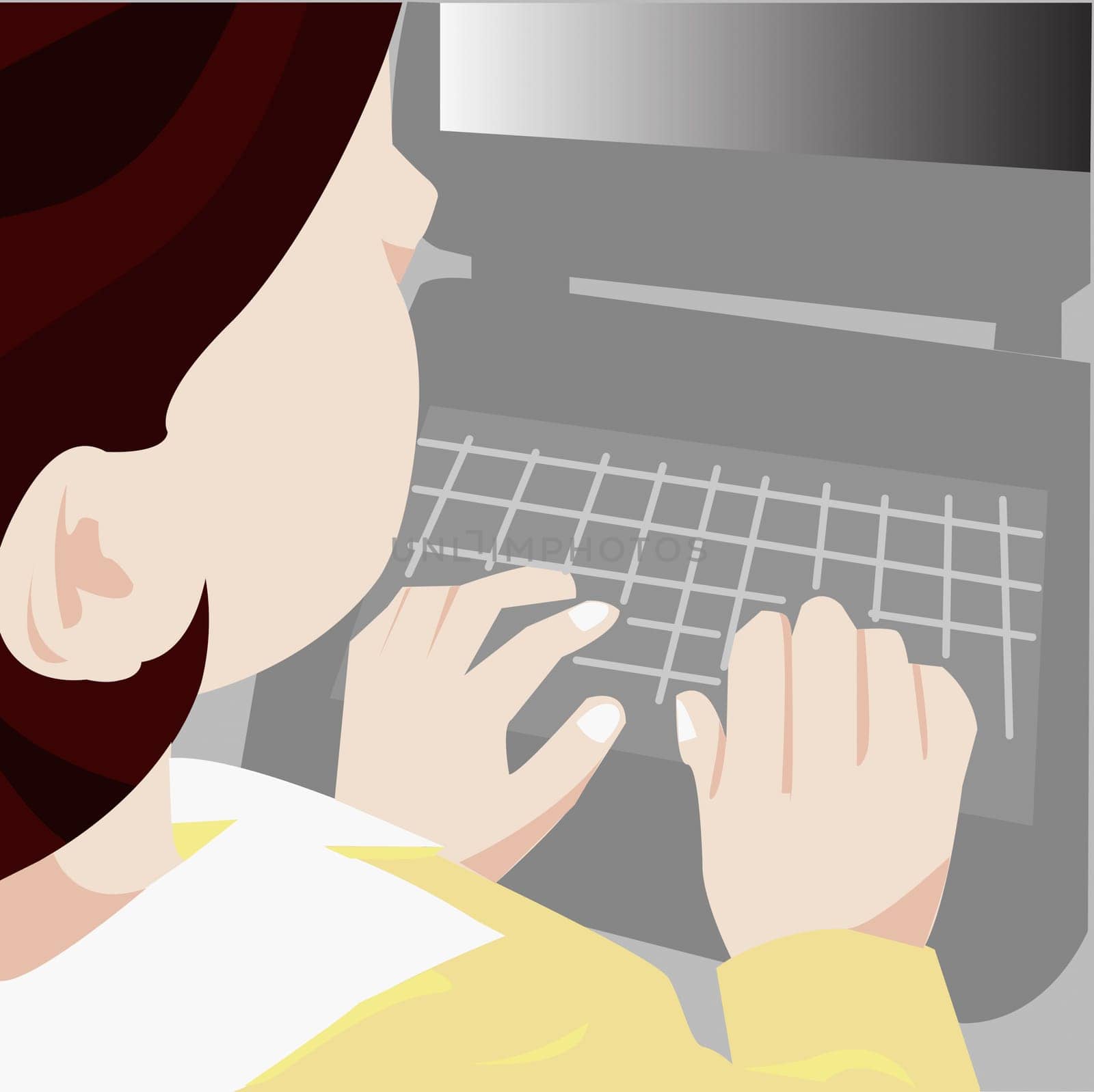 High angle view of a businesswoman using a laptop