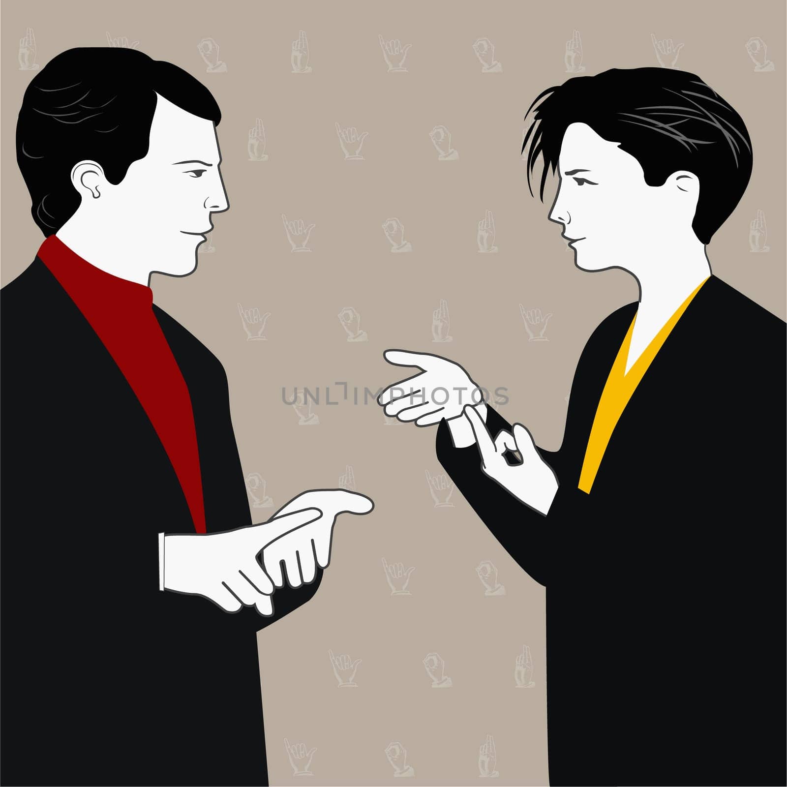 Businesspeople using sign language