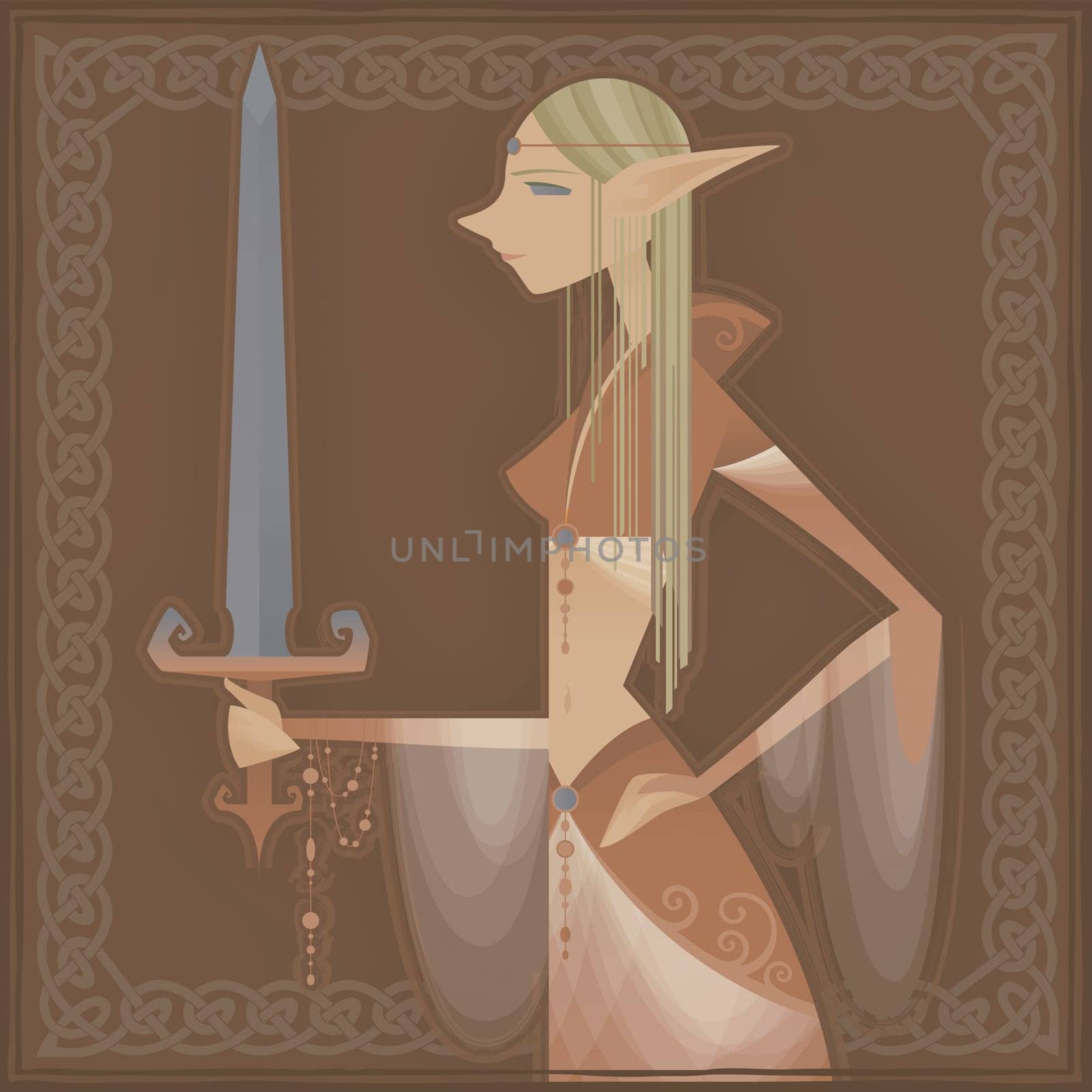 Young woman holding a sword