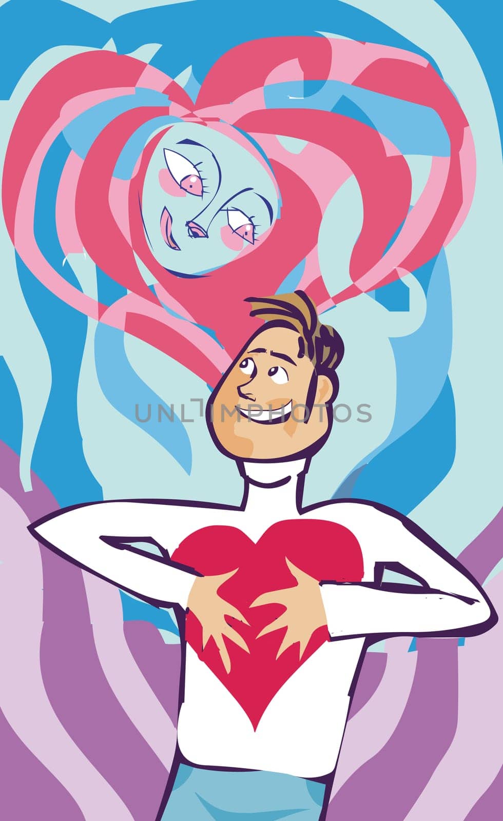 Young man holding a heart against his chest
