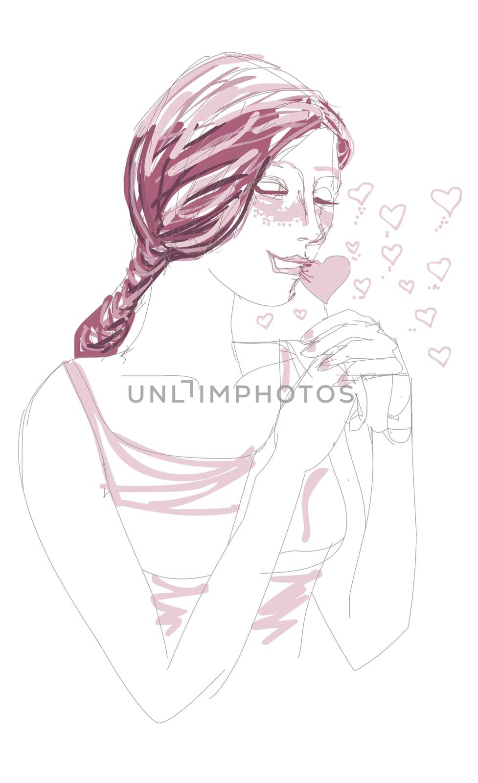 Young woman with her hands clasped