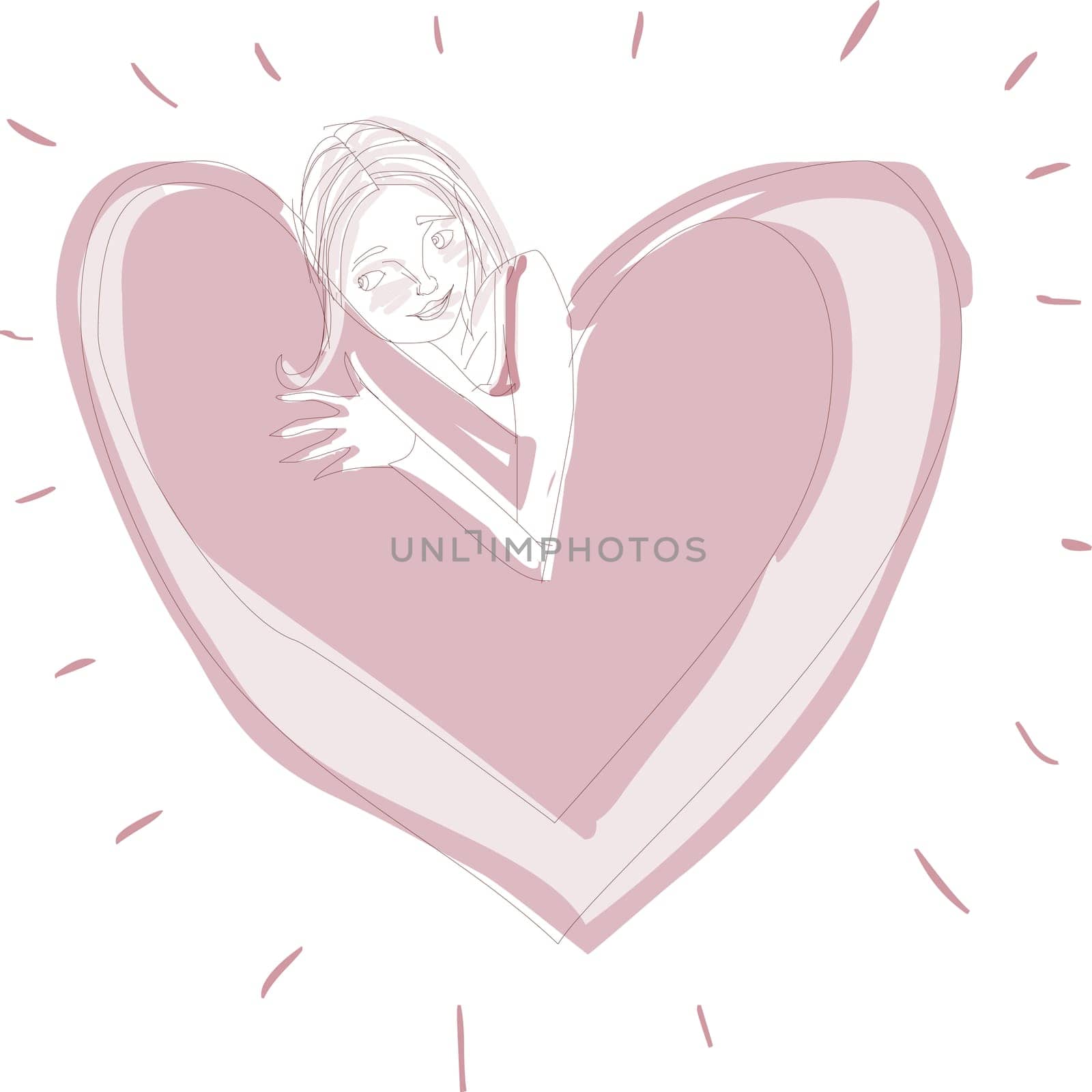 Young woman holding a heart