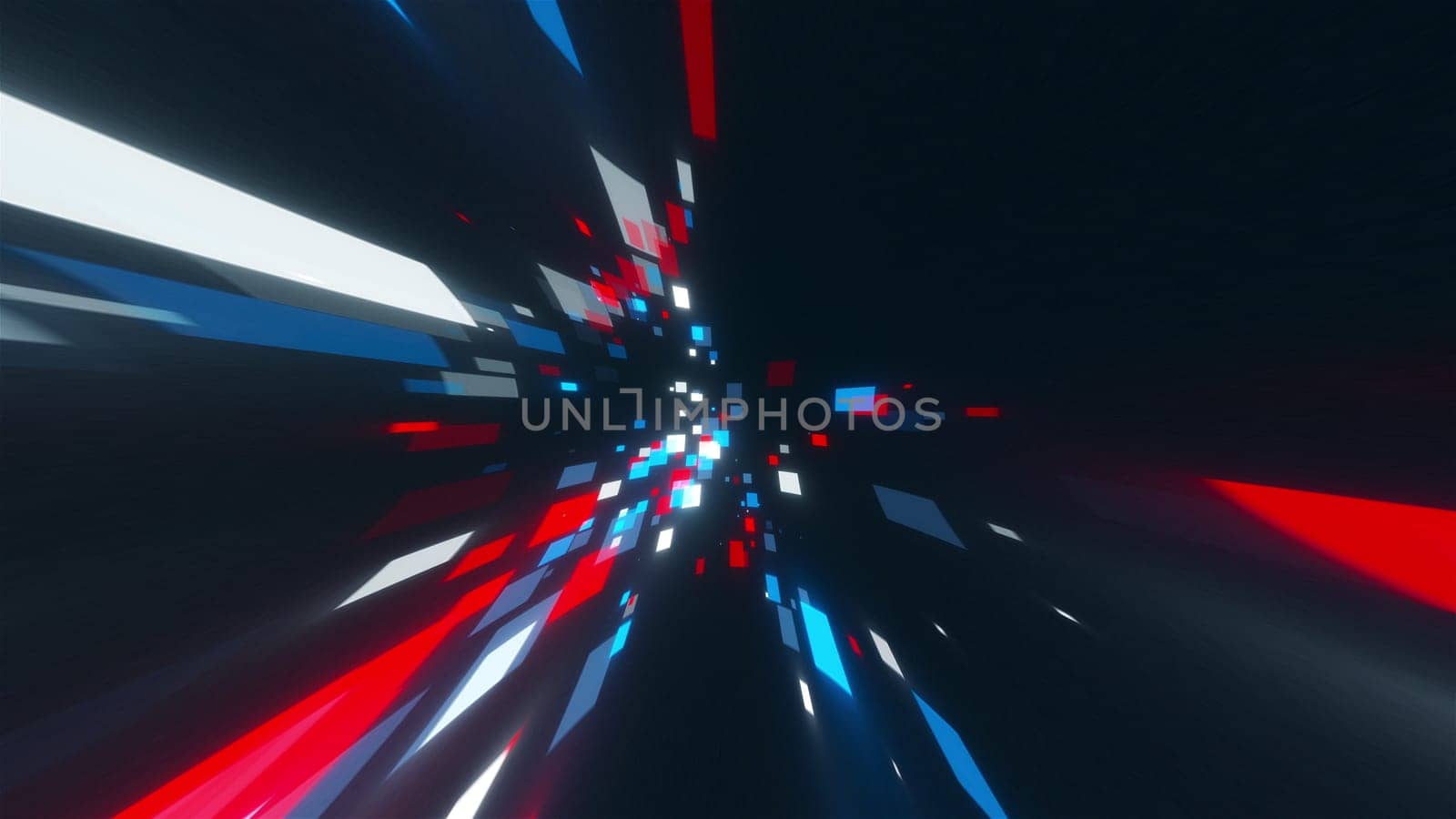 Stream of flying colored squares, computer generated. 3d rendering abstract backdrop