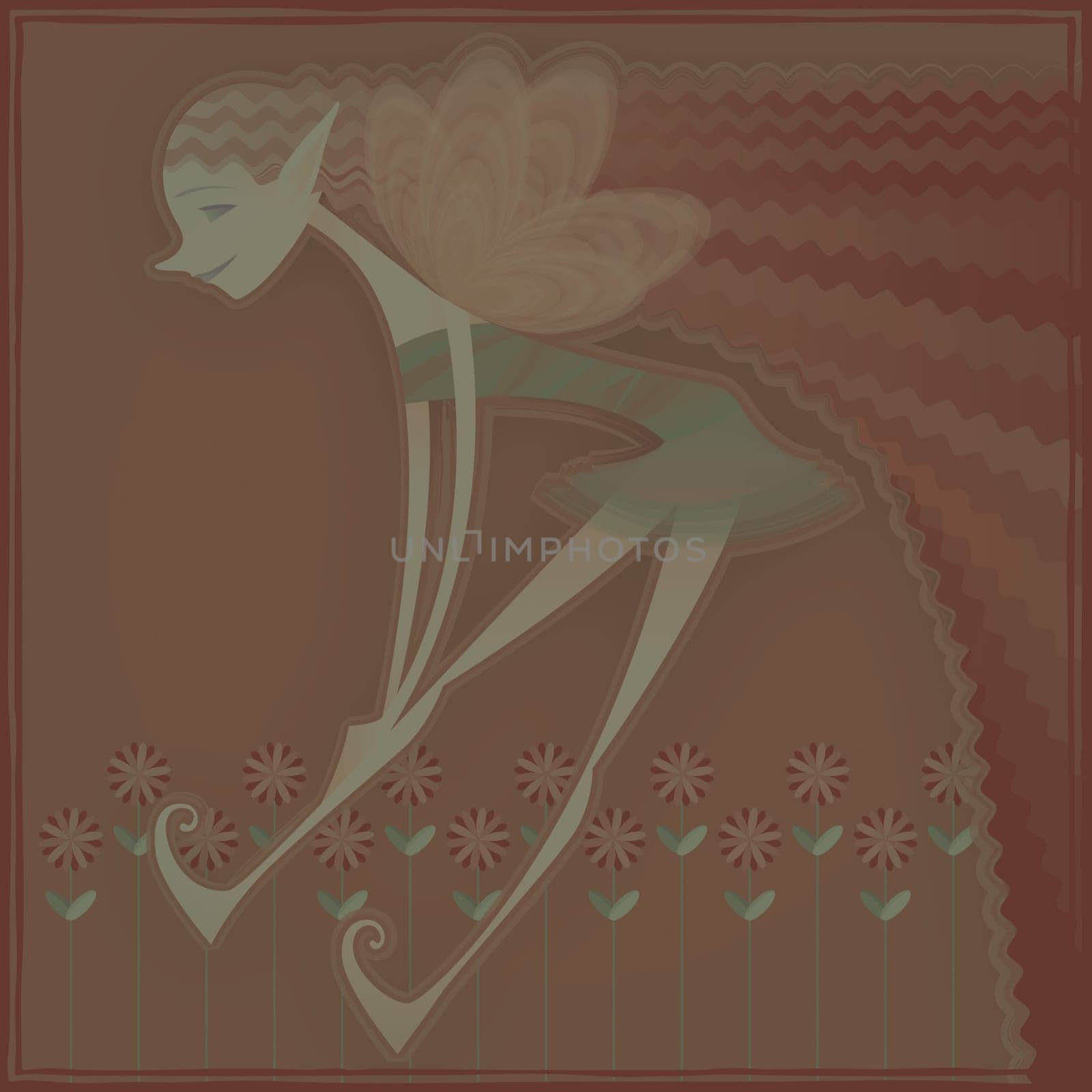 Side profile of a fairy flying