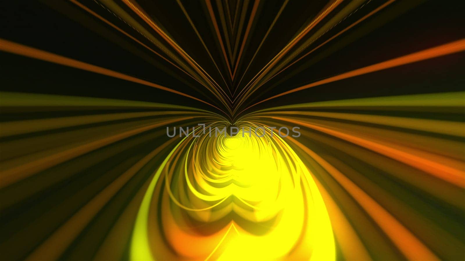 Colorful tunnel with lines, computer generated. 3d rendering abstract backdrop. Flight inside a stript corridor