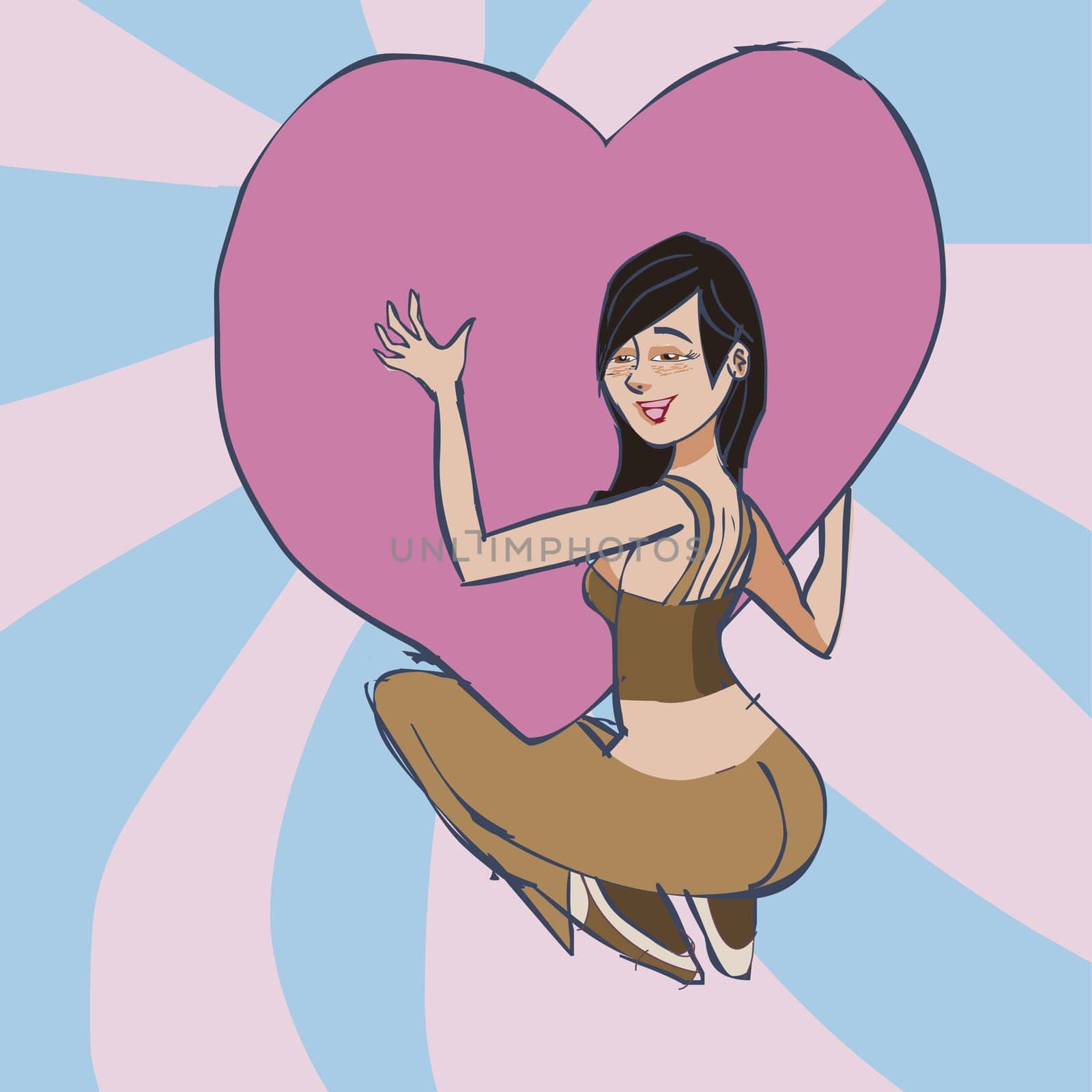 Young woman holding a heart