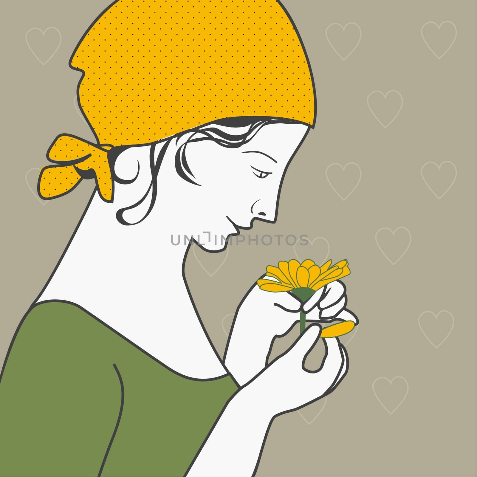 Young woman plucking the petals of a flower